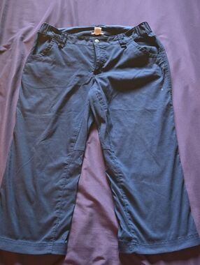 Duluth Trading co Dry On The Fly Navy Capris Sz 12